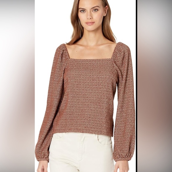 FALLS CREEK Brown and Cream blouse for women with long sleeves Size XL - Picture 1 of 14